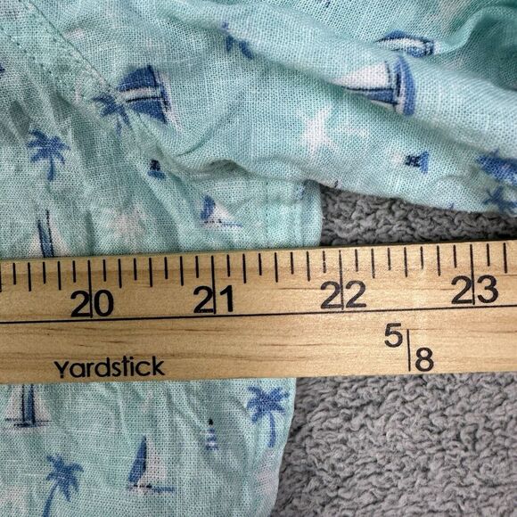 Southern Tide Shirt Mens Medium Seascape Print Linen Blend Hawaiian Resort Vaca - Picture 8 of 10